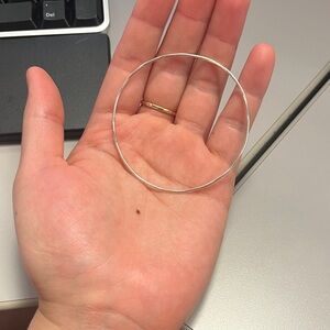 925 Serling Silver 6.75” Bangle Bracelet Hammered Thin